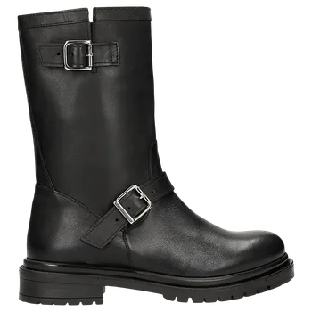 Pánské polobotky Černé Kožené Kotníkové Boty V Biker Stylu Wojas 5531251 40