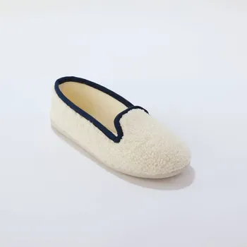 Dámské žabky Bačkory z buklé sherpa režná/modrá 40