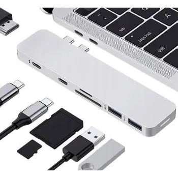USB hub Interlook HUB | USB-C na 2x USB-A + 2x USB-C + SD + TF + HDMI karty | adaptér, rozbočovač typ C 7v1