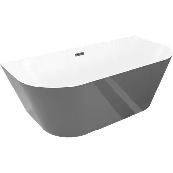 Vana Mexen Oval Slim volně stojící vanová přístěnná 170 x 80 cm, bílá/šedá, přepad černý - 52661708062-70 Volně stojící vany