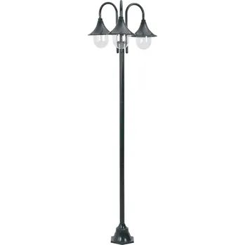 Venkovní osvětlení vidaXL Zahradní sloupová lampa 3 ramena E27 220 cm hliník [44207] Barva: Tmavě zelená