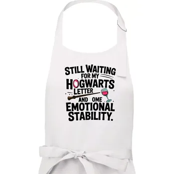 Kuchyňská zástěra Still waiting for my Hogwarts letter and some emotional stability - Pánská zástěra na vaření - Univerzální velikost ( Bílá )