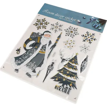 Vánoční dekorace Vánoční samolepky plastické 3D na okna a dveře Varianta: 12 modrá tmavá Santa, Balení: 1 karta