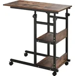 HOMCOM Odkládací stolek s kolečky Výškově nastavitelný konferenční stolek 80x40x72-82 cm Černý kov 2 police do obývacího pokoje a domácí kanceláře | Aosom.de