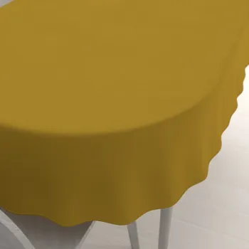 ubrus Velký dekorační oválný ubrus BKU-102 Okrový 160x200 cm