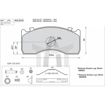 Auto-moto Sada brzdových destiček - kotoučová brzda STEINHOF SM484-Z