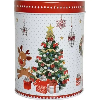 Vánoční světelná dekorace Plechová dárková krabička - vánoční motiv - S