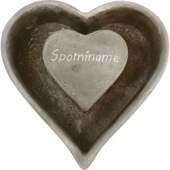 Smuteční dekorace Harasim Květináč srdce s nápisem Spomíname 22 x 22 cm, (SK) šedá
