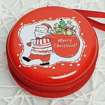 Vánoční světelná dekorace Plechová dárková krabička - vánoční motiv - červená