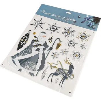 Vánoce Vánoční samolepky plastické 3D na okna a dveře Varianta: 10 modrá tmavá Santa, Balení: 1 karta