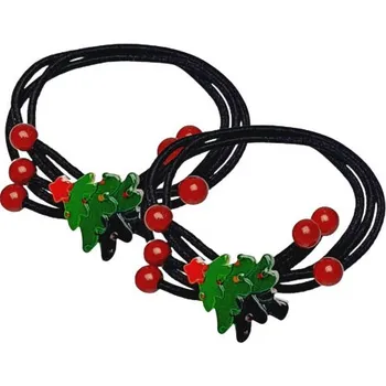 Vánoční světelná dekorace Vánoční gumička s ozdobou - stromeček - 2ks