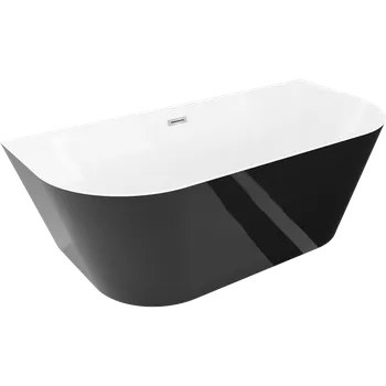 Vana Mexen Oval Slim volně stojící přisazená vana 170 x 80 cm, bílá/černá, přepad chrom - 52661708075-01 Volně stojící vany