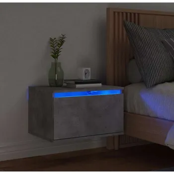 Noční stolek vidaXL Nástěnný noční stolek s LED osvětlením [836828] Barva: Betonová šedá