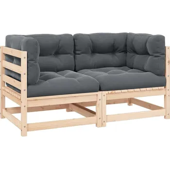 Zahradní pohovka vidaXL 2místná zahradní pohovka s poduškami masivní borovice [805732] Barva: Hnědo-černá