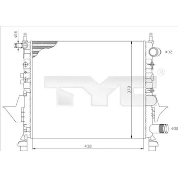 Motor automobilu TYC 728-0041 Chladič, chlazení motoru (728-0041)