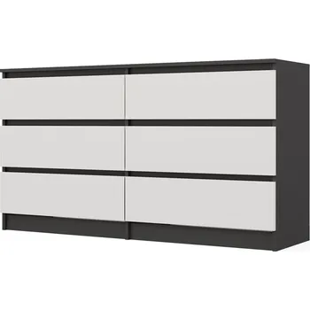 Komoda FALCO Komoda Malvína M6 140 cm, antracit/bílá, moderní lamino, minimalistický design