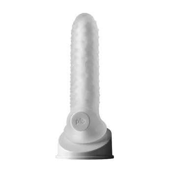 Dildo Fat Boy Checker Box - návlek na penis 17 cm - mléčně bílý