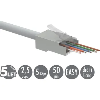 Počítačové příslušenství Univerzální EASY konektor RJ45 CAT5E STP 8p8c na drát i licnu SXRJ45-5E-STP-EASY 100ks