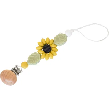 klip na dudlíky Dětský ručně vyrobený klip na dudlík se sponou žlutý