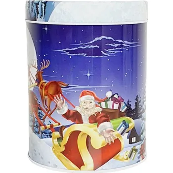 Vánoční světelná dekorace Plechová dárková krabička - vánoční motiv - M - modrá