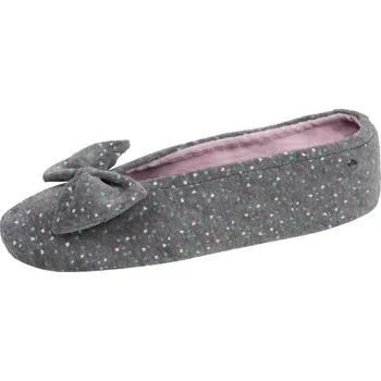 Dámské baleríny Velurové baleríny z bio bavlny Isotoner®, se širokou mašlí světle šedý melír 37/38