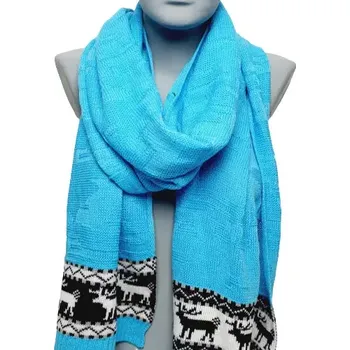 Šála Zimní šála se vzorem sob - modrá