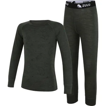 Set dětského termoprádla Dětský set Zulu Merino Woody 160 Dětská velikost: 122-128 / Barva: zelená
