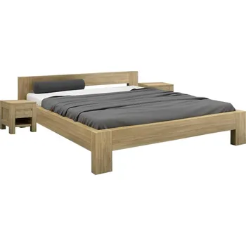 Knihovna Buková postel MODERNO 140x200 cm s nočními stolky Barevné provedení: Kaštan