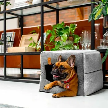 Pelíšek pro psa Rexproduct Pelíšek a boudička 2v1 Light Grey (čtverec) Velikost: XXL