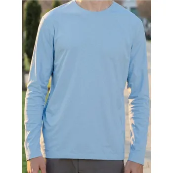 Pánské tričko Sinsay - Bavlněné tričko s dlouhými rukávy - modrá - 650EY-05X - 650EY-05X-S