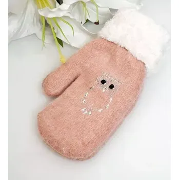 Rukavice RB-nakuplevne Dámské zimní rukavice palčáky sova růžová univerzální