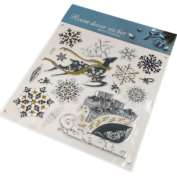 Vánoční dekorace Vánoční samolepky plastické 3D na okna a dveře Balení: 1 karta, Varianta: 8 modrá tmavá jelen - 8596475685726