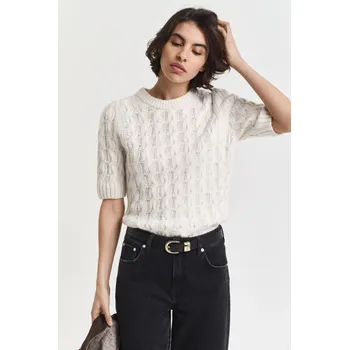 Dámský svetr SVETR GANT PUFF SLEEVE CABLE SS C-NECK CREAM