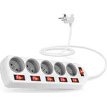 OEM Kabel CONNECT IT prodlužovací přívod 230V 2m, 5 zásuvek s vypínači, bílý CES-1100-WH