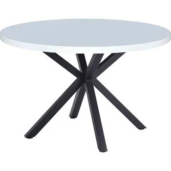 Jídelní stůl Kulatý jídelní stůl MEDOR, bílá matná/černá, průměr 120 cm, moderní design