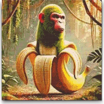 Diamantové malování Diamantové malování - Chimpanzini Bananini Velikost: 50x50cm, Rámování: Pouze srolované plátno, Diamanty: Čtvercové