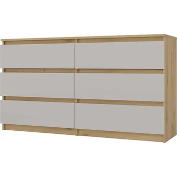 Ložnice FALCO Moderní komoda Malvína M6 140 cm, dub artisan/kašmír, úložný prostor