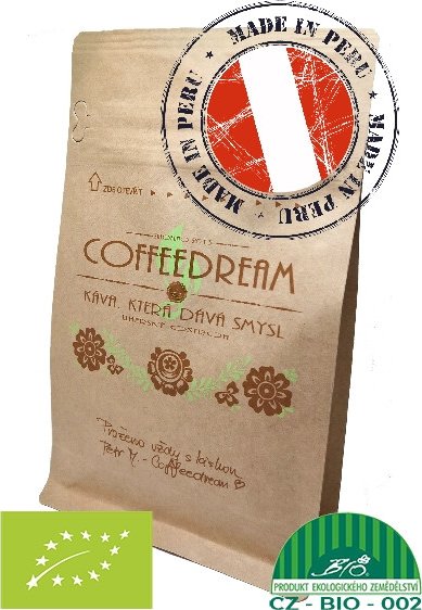 COFFEEDREAM | Káva PERU CEPRO YANESHA ORGANIC - 500g / třívrstvý sáček se zipem / Jemné mletí - český turek Káva Peru A25