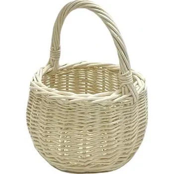 Proutěný koš Bolerko mini bílé (Malý kulatý proutěný košíček Bolerko Mini bílý z běleného proutí)