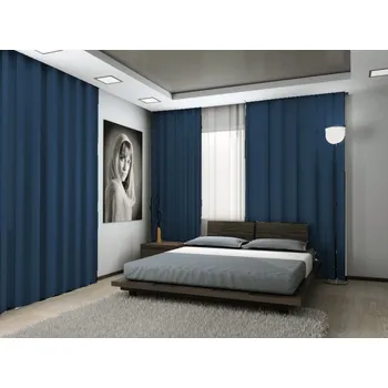 Dekorační látka Blackout tm.modrá - 280 cm obšití okrajů a našití stužky 280