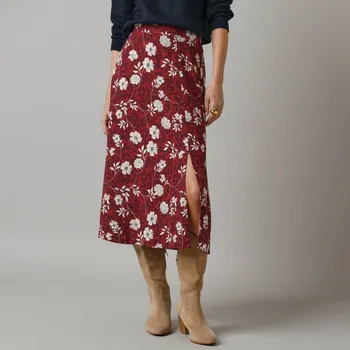 Dámská sukně Dlouhá sukně s potiskem bordó/režná 40