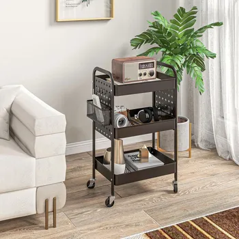 Servírovací stolek HOMCOM Víceúčelový kuchyňský vozík, černý 496239