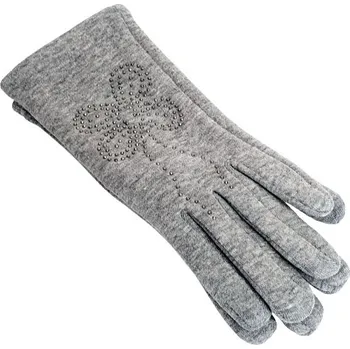 Rukavice Dětské dívčí zimní rukavice s kamínky zateplené - šedá