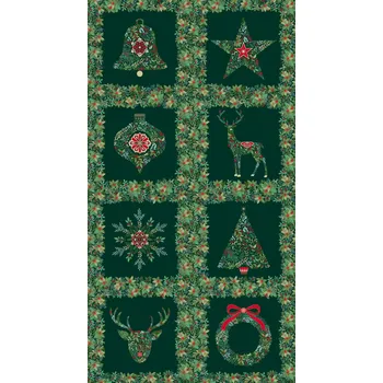 Vánoční dekorace MAKOWER UK Vánoční panel se zlatým efektem 111G 60x112 cm zelená