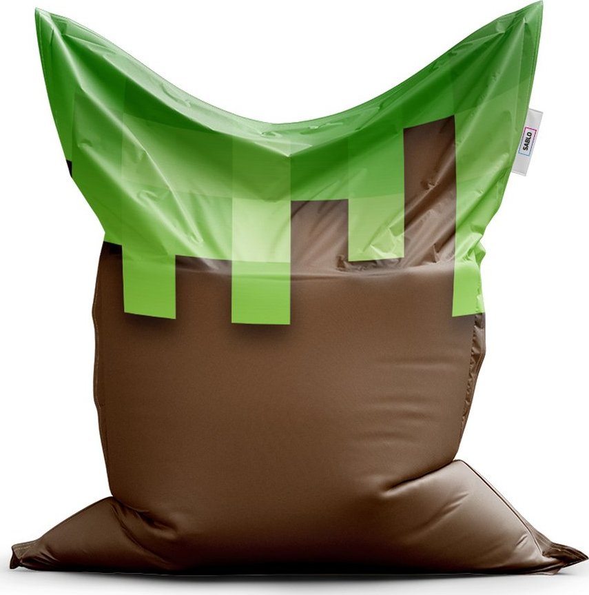 Sedací vak Classic Green Blocks 2, hnědá / zelená