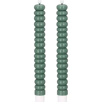 Talíř blokker LED kroucená večeřní svíčka – 2 kusy – tmavě zelená 0017538