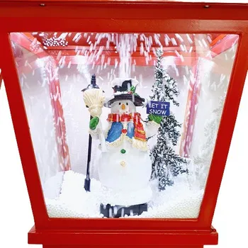 Vánoční dekorace RB-nakuplevne vánoční pouliční lampa sněhulák 180 cm červená