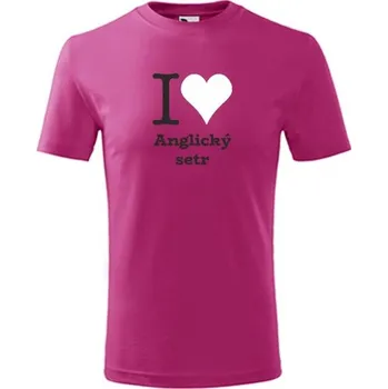 Chlapecké tričko Purpurové dětské tričko I love Anglický setr - dárek pro malého pejskaře / pejskařku - barva purpurová - velikost 4roky