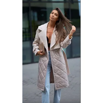 Dámský kabát Podzimní kabát STAYHERE krémový Velikost: L