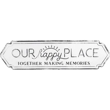 Plechová cedule Velká kovová cedule Our Happy Place – 76x24 cm
